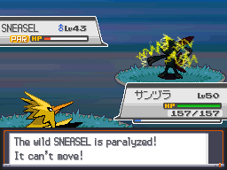 Paralysis prevents Sneasel from moving.