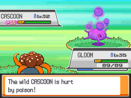 A Cascoon is hurt by poison.