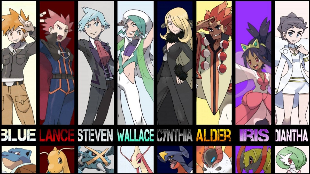 All regional champions and their signature pokemon, up to this point.