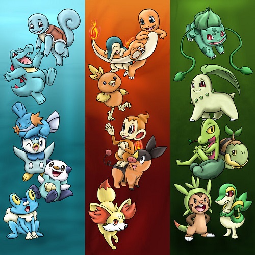 All starter pokemon up to gen 6.